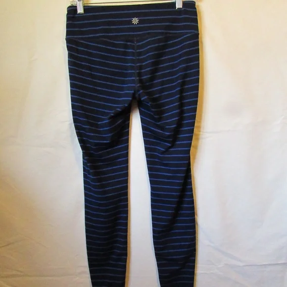 Athleta Chaturanga Tight in a navy blue horizontal stripe pattern - Picture 4 of 4